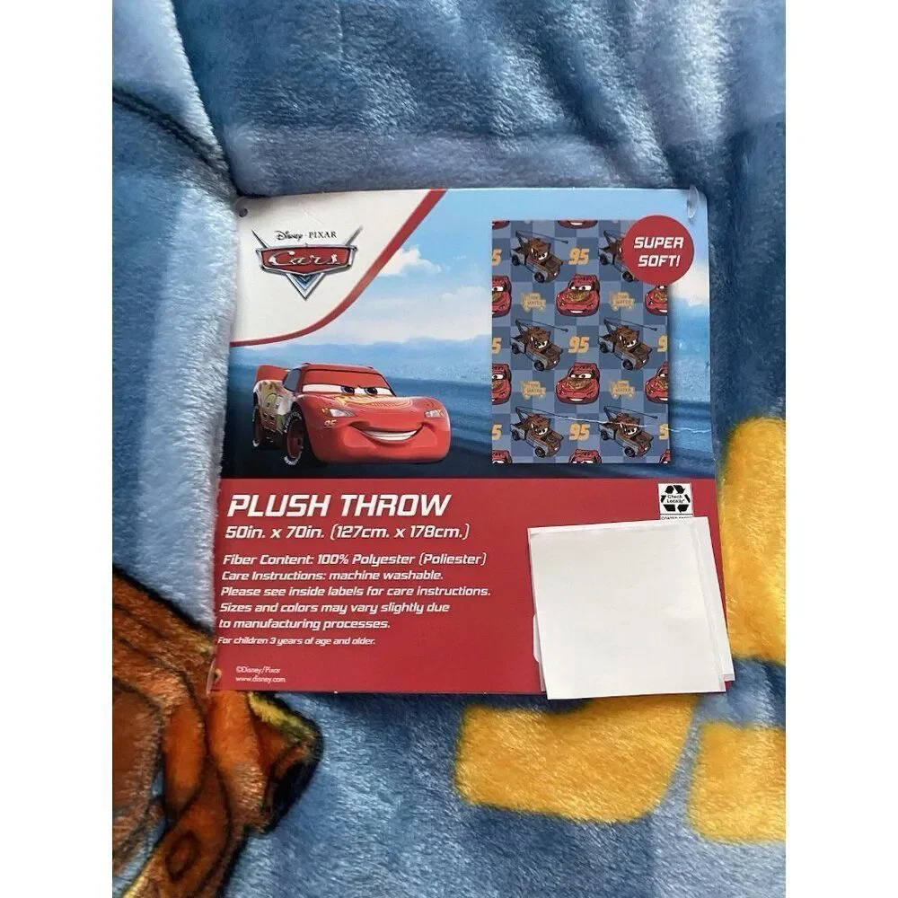 DISNEY Pixar CARS LIGHTNING MCQUEEN 95 Tow Mater Throw‎ Blanket 50 X 70” NEW